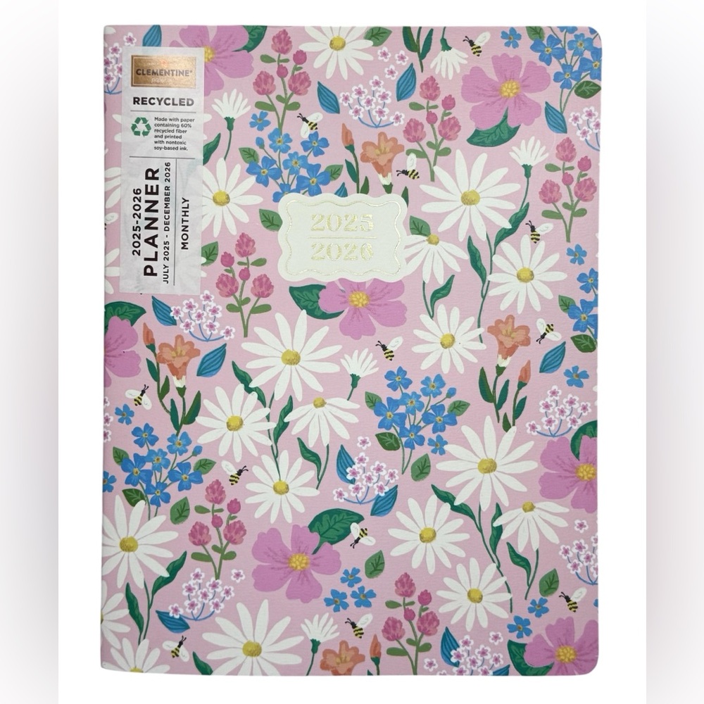 🌼 2025-2026 CLEMENTINE Paper inc 18 Months Monthly Planner Calendar Flowers Pink